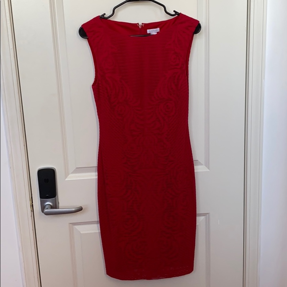 CACHE Designer Dress Red Floral Bodycon